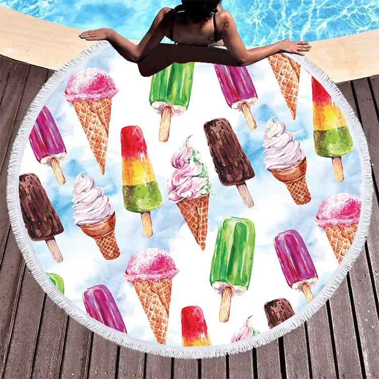Doughnut ice cream Beach towel orange Swimming Bath Towel Yoga Blanket Tapestry Mat Decor towels blue red pink yellow |