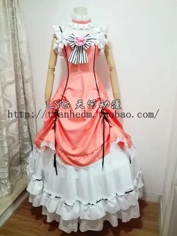

Black Butler Ciel Phantomhive Women's Pink Party Dresses Cosplay Clothes dress+ hat