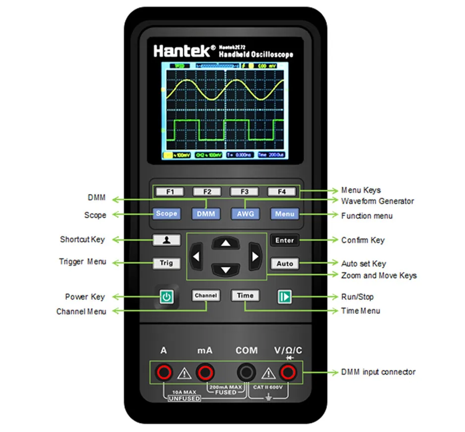 Осциллограф цифровой Hantek 3 в 1 2D72 250MSa/S USB мультиметр портативный 2 канальный 40 МГц 70