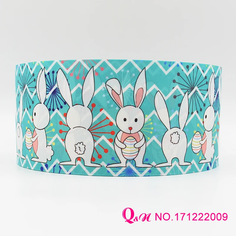 

Q&N ribbon 16mm 22mm 25mm 38mm 50mm 75mm easter printed grosgrain ribbon webbing 50yards/roll for hair tie free shipping