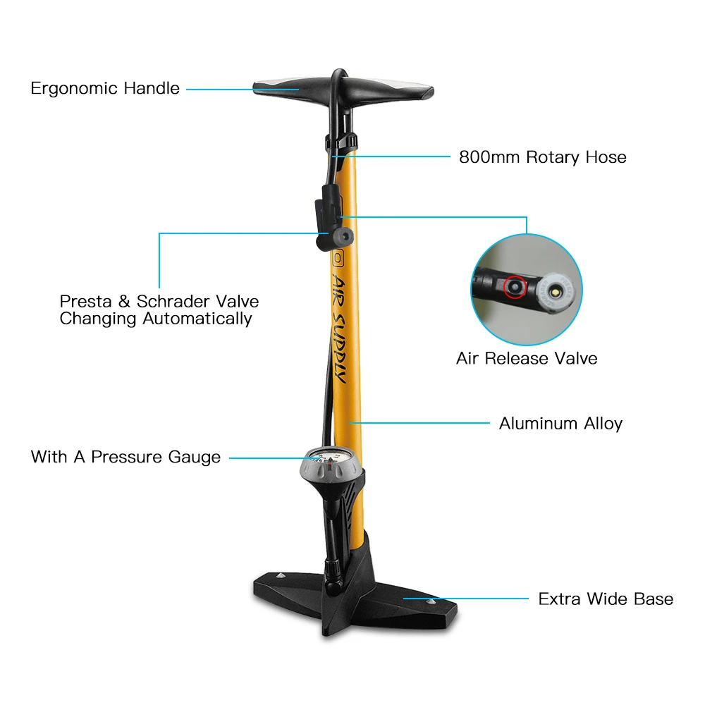 GIYO напольный насос для велосипеда высокого давления 160psi велосипедный с