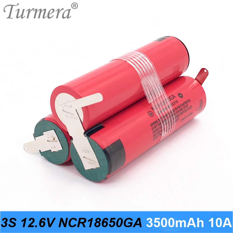 Перезаряжаемая литиевая батарея Turmera 3S 10 8 В 12 3500 мАч NCR18650GA А для электрической