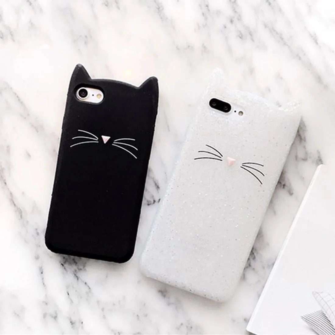 Мягкий Блестящий силиконовый чехол для телефона с 3d изображением кота IPhone 7/7