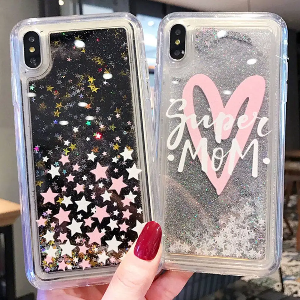 KISSCASE Stars Quicksand Liquid Phone Case For iPhone 7 8 Plus X XS MAX XR Love Heart Cases iphone 6 6S Back Covers |