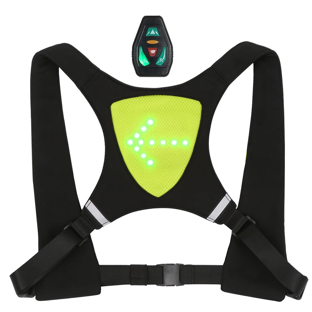 green style 2 Lixada USB Перезаряжаемый светоотражающий жилет рюкзак с светодиодный поворотник светильник с пультом дистанционного управления для спорта на открытом воздухе - Цвет: green style 2