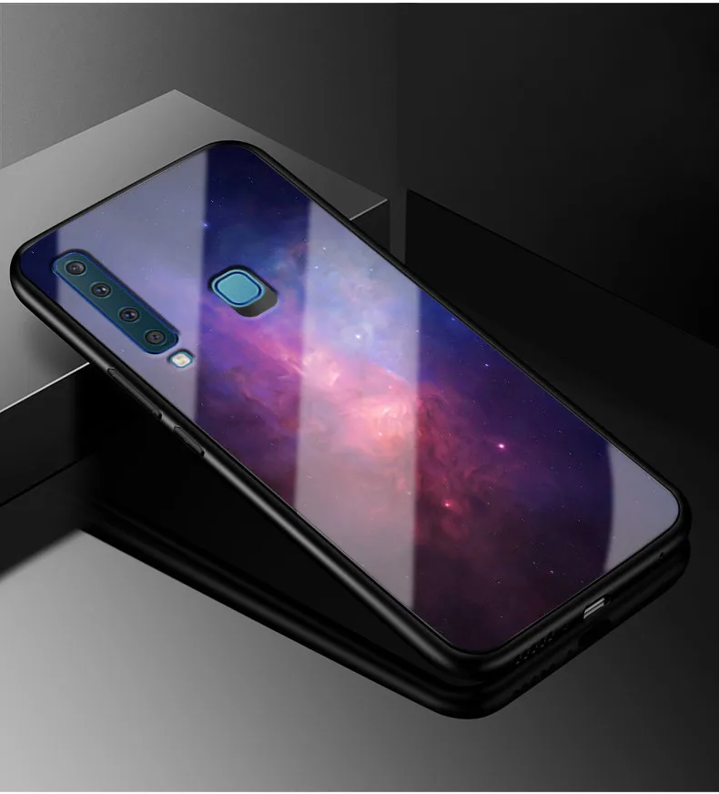 Для samsung A9 чехол A 9 PC Пластиковый стеклянный чехол для телефона черный TPU бампер чехол для samsung Galaxy A9 A920F A920 A9s - Цвет: 01
