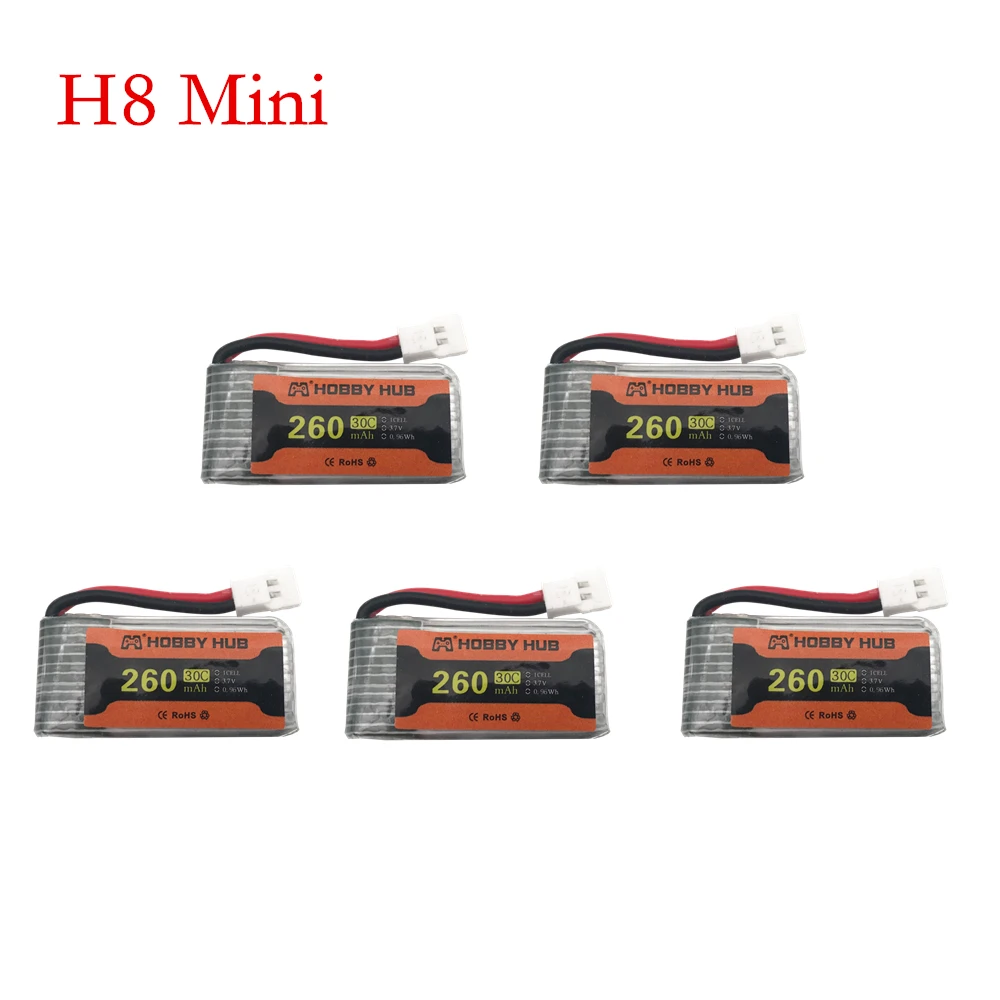 5pcs Батарея для H8 Mini 3,7 в 260 мАч Lipo батарея с 5iв1 зарядное устройство для Eachine H8 Для H8 RC Квадрокоптер Дрон часть H8Mini - Цвет: 5pcs