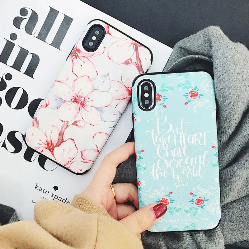 Boucho Fresh Girly Floral Case For iPhone X Cover Silicone Shell Soft TPU 6 6S 7 Plus 8 Fashion Matte |