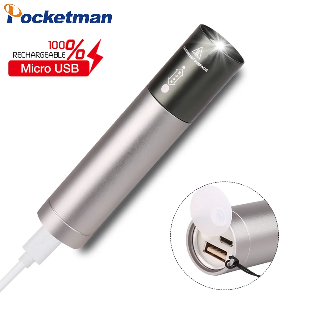 Самый яркий портативный Перезаряжаемый светодиодный фонарик USB масштабируемый