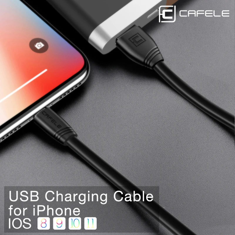 Плоский USB кабель CAFELE зарядный для iphone X 8 7 6S 6 Plus синхронизации данных и телефона