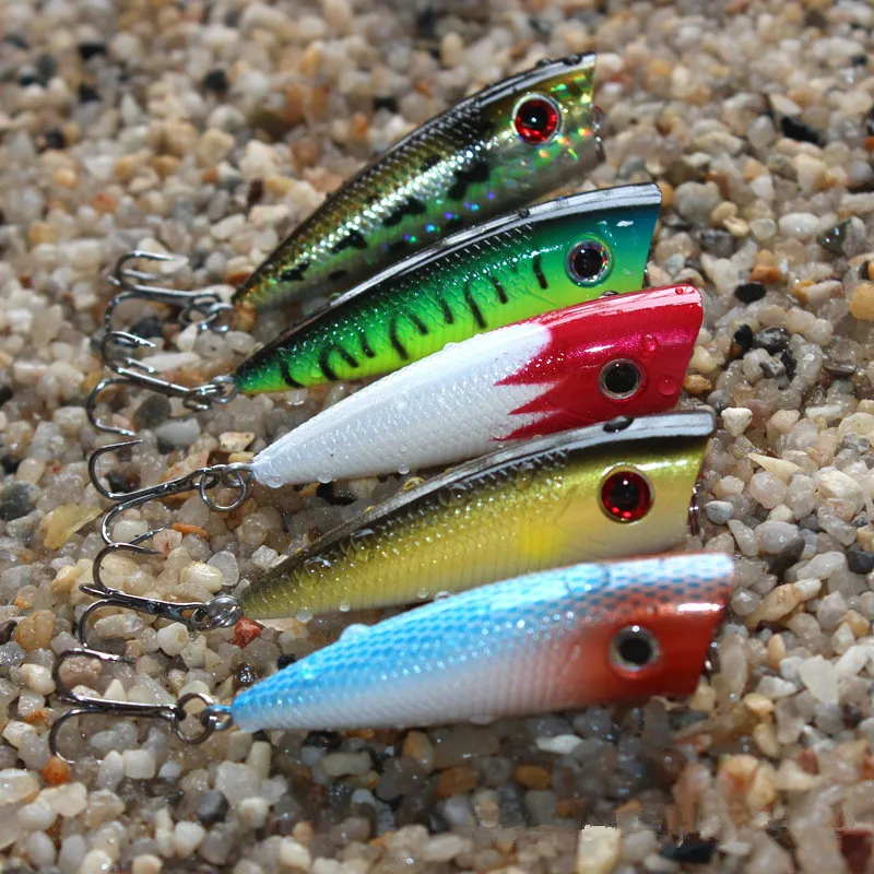 

1Pcs 6cm 6.5g Top water Colorful Floating Popper Fishing Lures Popper Lure Crankbait Minnow Hooks 8# Swimming Crank Baits