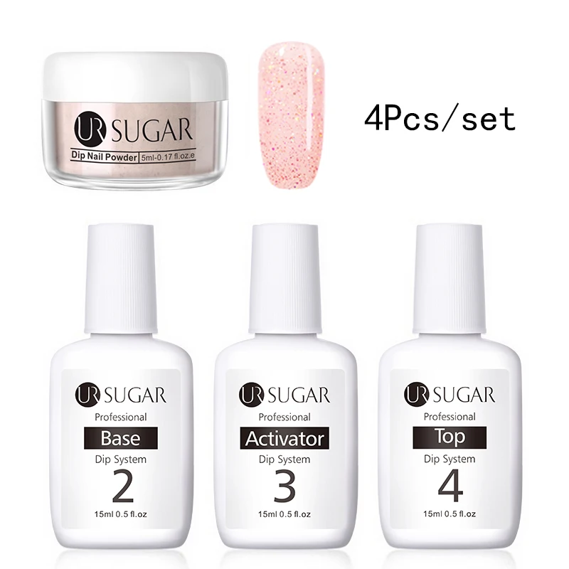 4Pcs Set 1 Ur Sugar 5 мл голографический блеск окунания ногтей порошок Набор градиентные ногти Dip украшения порошок натуральный сухой без лампы лечения Топ - Цвет: 4Pcs Set 1