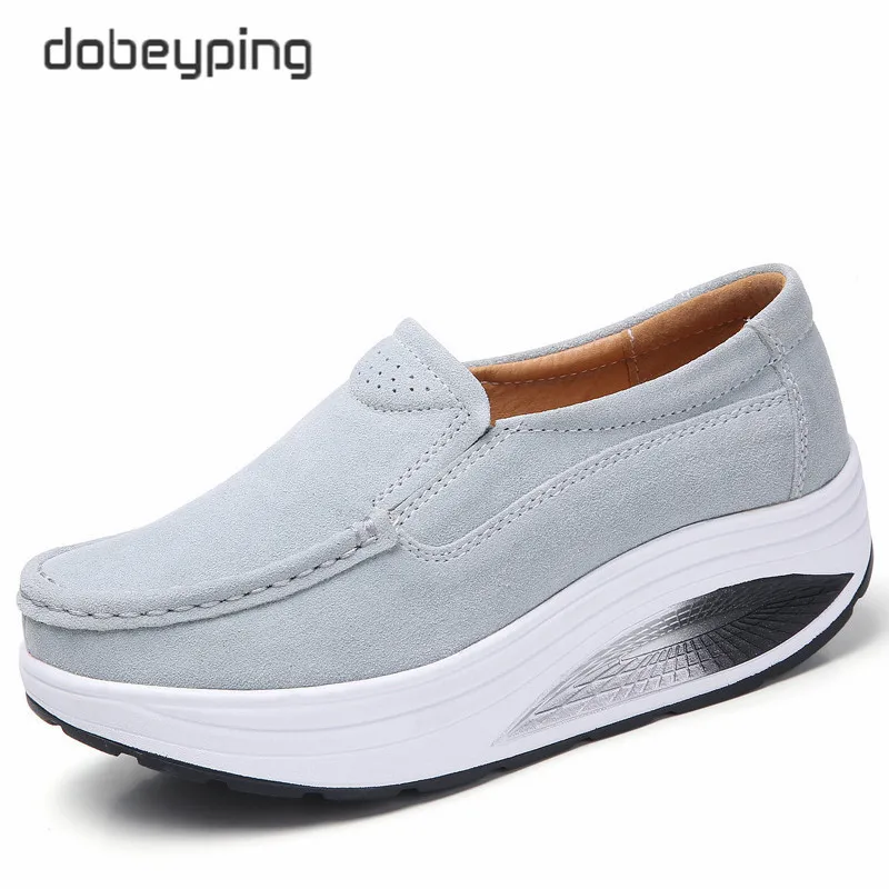 Gray Dobeyping/Новинка; сезон весна-осень; женская обувь без шнуровки; женские лоферы из натуральной кожи; женская обувь на плоской платформе; мокасины; женская обувь - Цвет: Gray