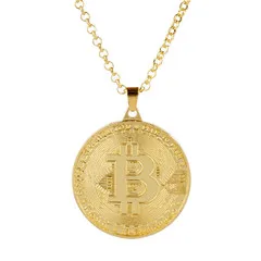 gold Золотой цвет Биткоин монета ожерелье Коллекционная Коллекция искусства ювелирные изделия подарок физический памятный Casascius бит BTC кулон - Окраска металла: gold