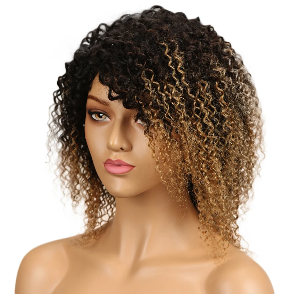 Гладкий кудрявый парик из человеческих волос бразильский афро Реми Короткие