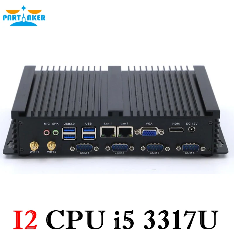 Причастник Intel Core i5 3317u промышленный ПК безвентиляторный мини Windows 10 HDMI VGA 4 RS232