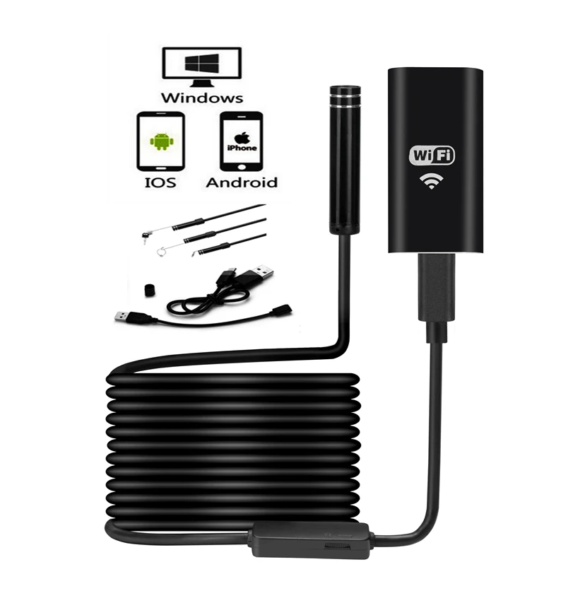 Bakeey 8 мм Led WiFi эндоскоп HD камера бороскоп водонепроницаемый жесткий кабель для