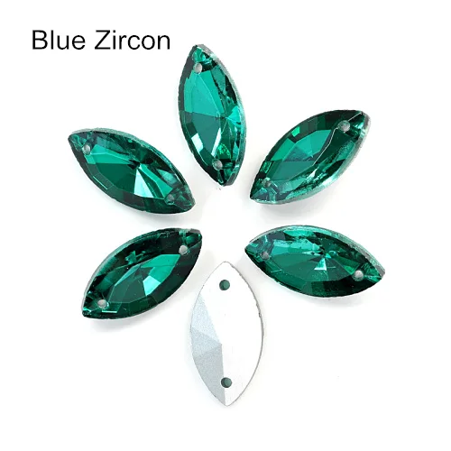 Blue Zircon Высококачественные цветные хрустальные стразы в виде конского глаза, пришитые сзади, стразы в виде листьев для свадебного платья B3676 - Цвет: Blue Zircon