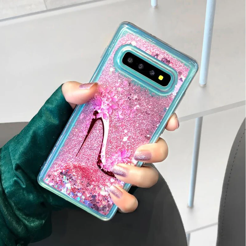 YHBBCASES Единорог каблуки мягкий чехол для Samsung Galaxy S8 S9 S10 Plus Note 8 9 динамические жидкие