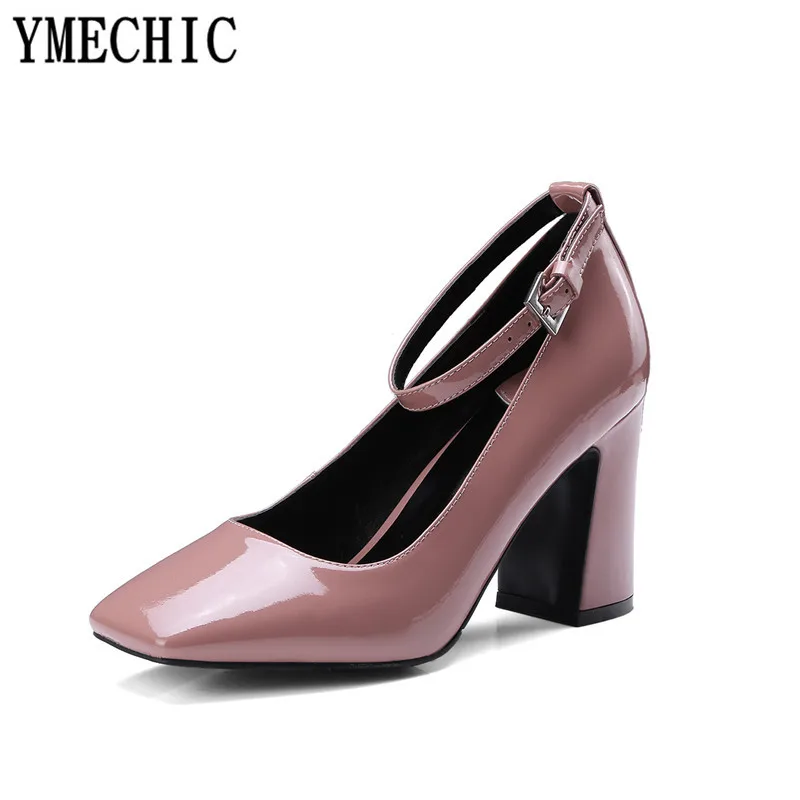 Женские лакированные туфли YMECHIC 2018 на высоком каблуке летние из натуральной кожи
