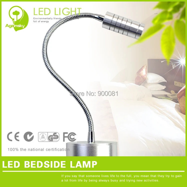 Silver 1W LED Bed Headboard Reading Light AC220V Aluminum luminaria de mesa for Hotel Beds gooseneck led lamp Free Shipping | Лампы и