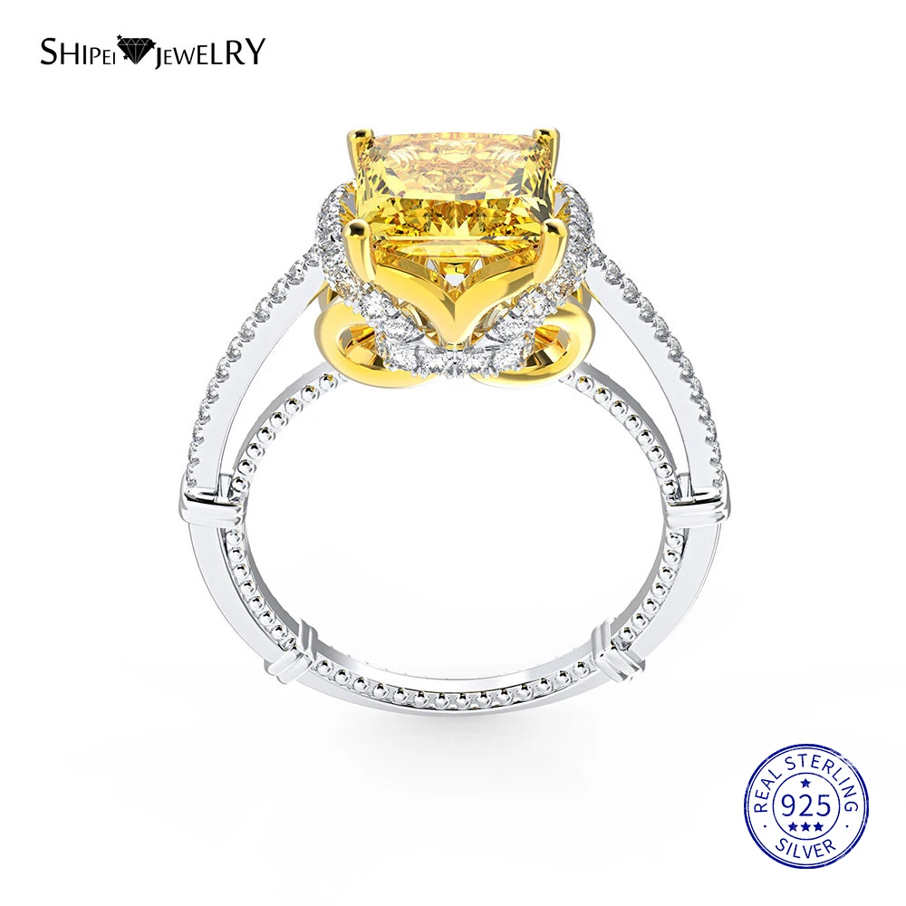 Женское кольцо Shipei 100% 925 пробы обручальное с квадратным белым золотом Хороший
