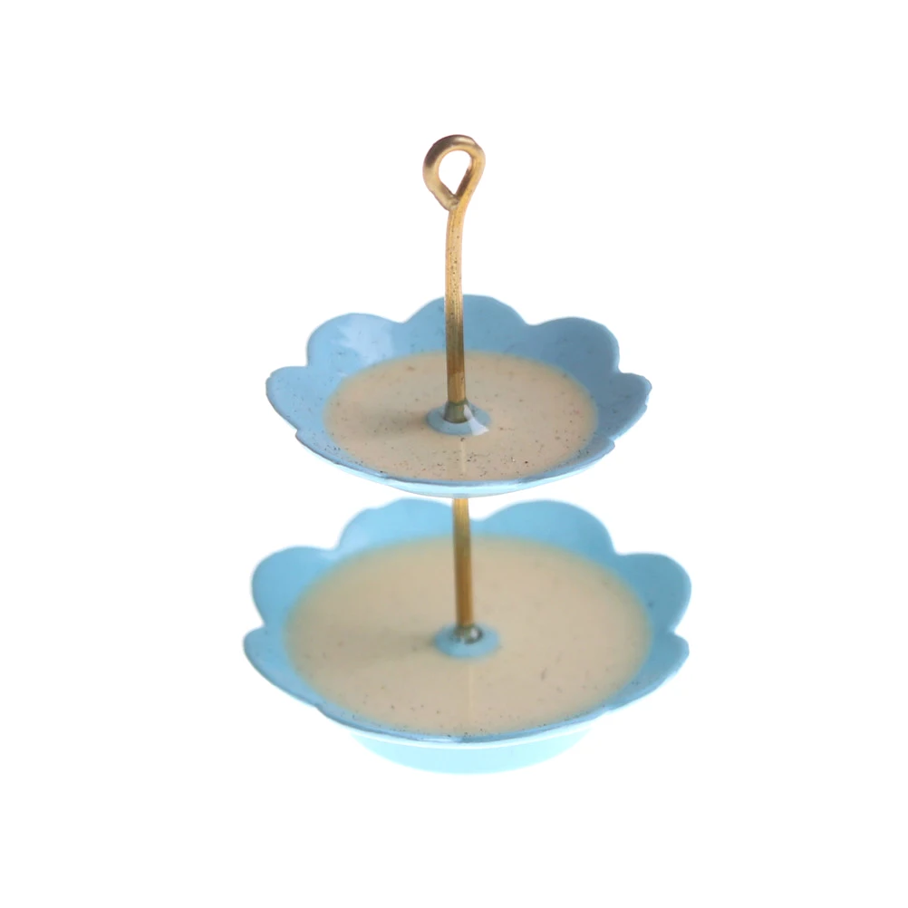 Новинка 1/12 кукольный домик Миниатюрный двухслойный металлический десерт стойка