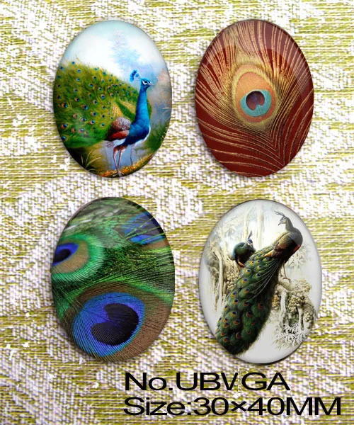 4 шт Павлин овальные Стекло 40x30 мм кабошон Камея UBVGA|cabochon cameo|cabochon 40x30mmcameo cabochon |