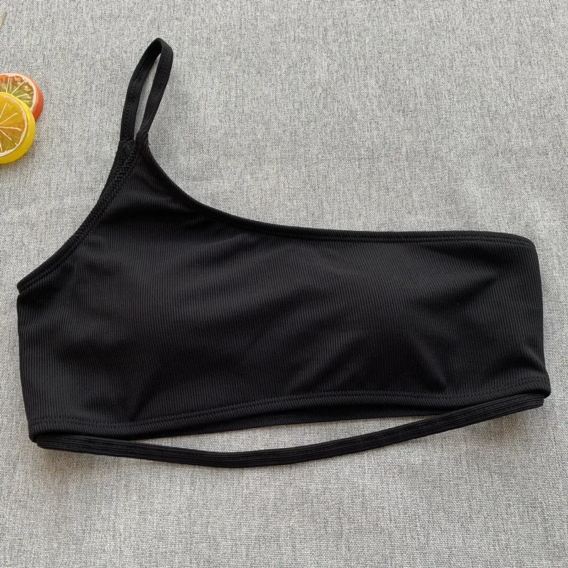 Черный комплект бикини на одно плечо 2018 купальник женский сексуальный Maillot De Bain