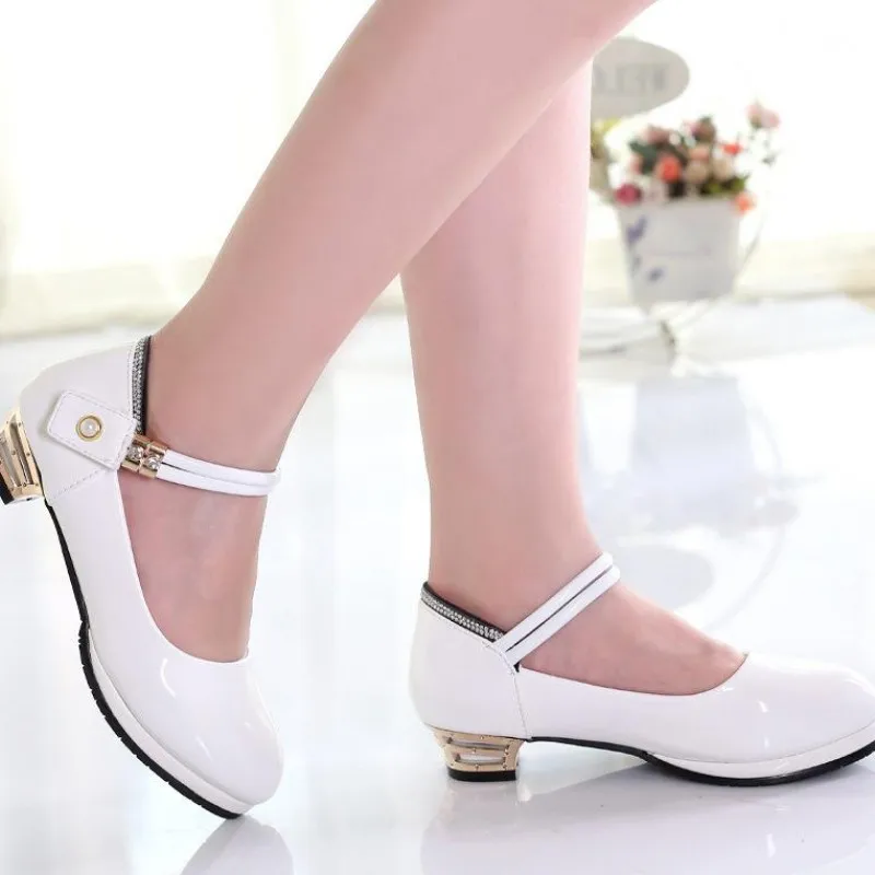 New 2019 Children Princess Shoes Girls Bright Diamond Wedding Party Kids Dress for White black School |