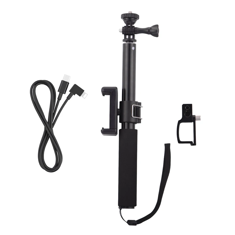Black Удлинитель шест палка для селфи для Dji Osmo Карманный ручной карданный стабилизатор с кронштейном для крепления телефона зажим кабель - Цвет: Black