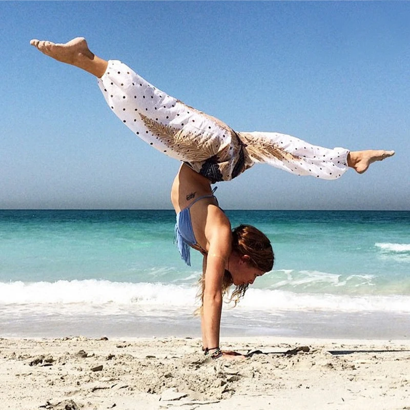Богемные штаны для йоги с 3D принтом леггинсы женская одежда летние карманами и