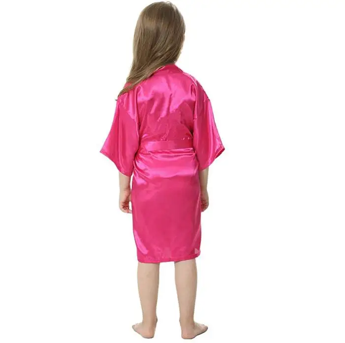 kids hot pink C& Fung Быстрый персонализированный Атласный халат-кимоно для женщин, для свадебной вечеринки, банный халат подружки невесты, детское платье с цветочным узором для девочек, халаты - Цвет: kids hot pink