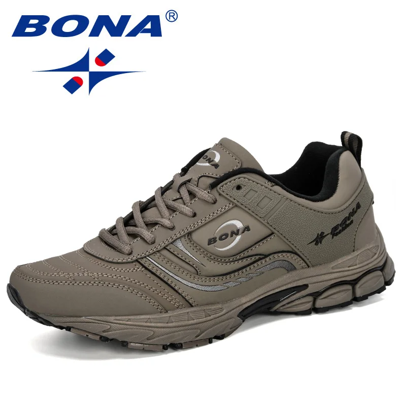 Medium grey black BONA новые дизайнерские мужские кроссовки для бега, дышащие мужские кроссовки для взрослых, трендовая удобная спортивная обувь для бега на открытом воздухе - Цвет: Medium grey black