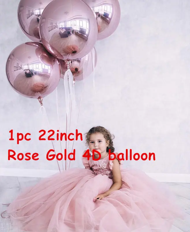 22inch Rose Gold 4D Round Heart Foil balloon Star Confetti Latex Balloons Wedding Birthday Party Decor Helium balloon - Цвет: 1pc 22inch 4D