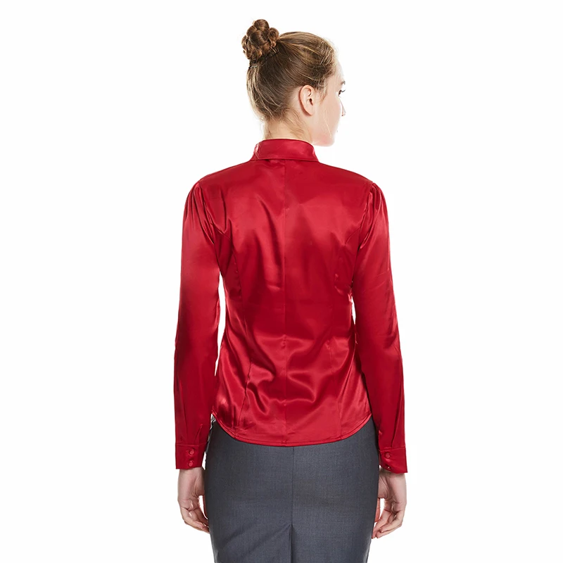 

ePacket shipping New Arrival Women Fashion Satin Blouses Shirts Lady Long Sleeve Tops Spring Autumn Clothing Size S-2XL