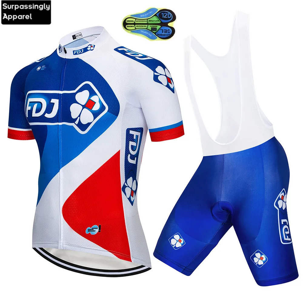 2019 команда FDJ Велоспорт Джерси Белый Летний с коротким рукавом Комплект