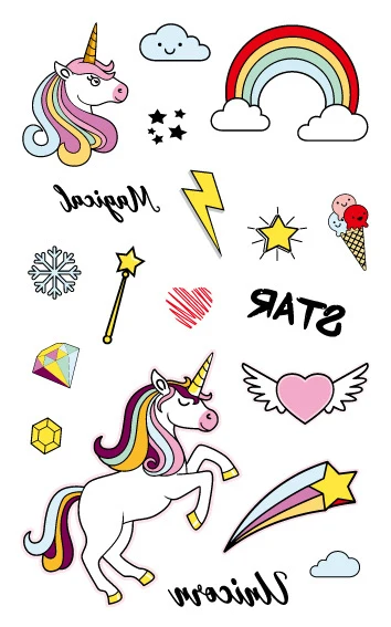 1PCS Sticker-D Золотой Единорог набор одноразовой посуды наборы розовые фольгированные воздушные шары-единороги Бумажная гирлянда торт Топпер День Рождения вечерние принадлежности - Цвет: 1PCS Sticker-D
