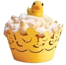gold duck 12 шт. синий принц Лазерная резка Кекс Обертка маффины чашка торт чехол лайнер для мальчиков на день рождения - Цвет: gold duck