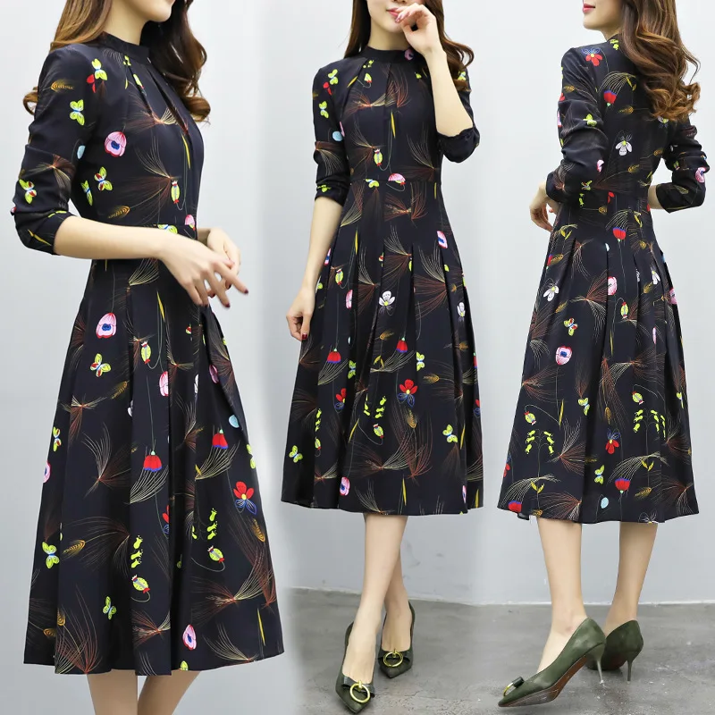 Брендовое женское шифоновое тонкое платье 2017 летнее богемное длинное с круглым