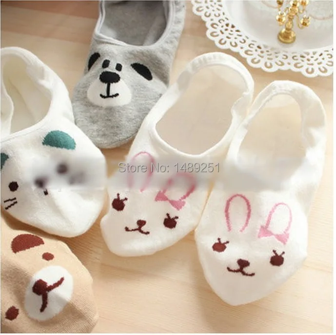 5 цветов хлопковые носки с рисунком панды кролика кошки тапочки принтом животных