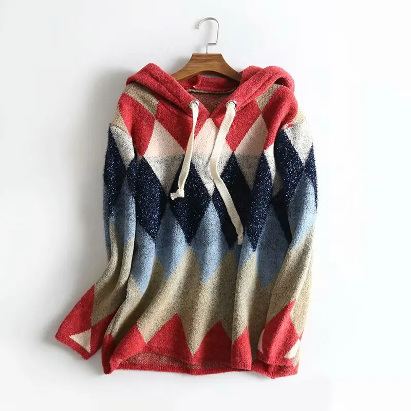 Фото 2018 Autumn Winter Fashion Streetwear Korean Style Plaid Hooded Sweater Women Jumper Pullovers pull femme Sweaters Женская одежда 2018 Autumn Winter Fashion Streetwear Korean Style Plaid Hooded Sweater Women Jumper Pullovers pull femme Sweaters Женская одежда