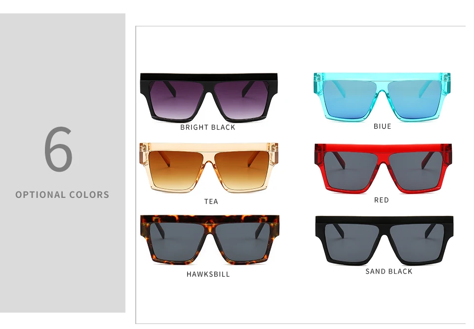 Плоский верх негабаритные квадратные Винтаж солнцезащитные очки для Для мужчин