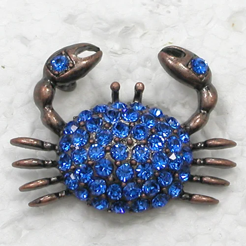 

Antique copper Brooch Pendant Blue Rhinestone Crab Pin brooches C328 B3