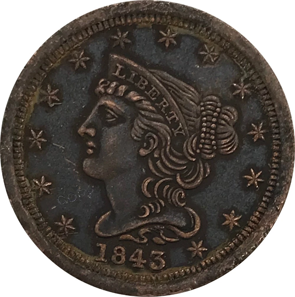 

1843 United States of America Dollar Half Cent collectibles Red Copper Copy Coin
