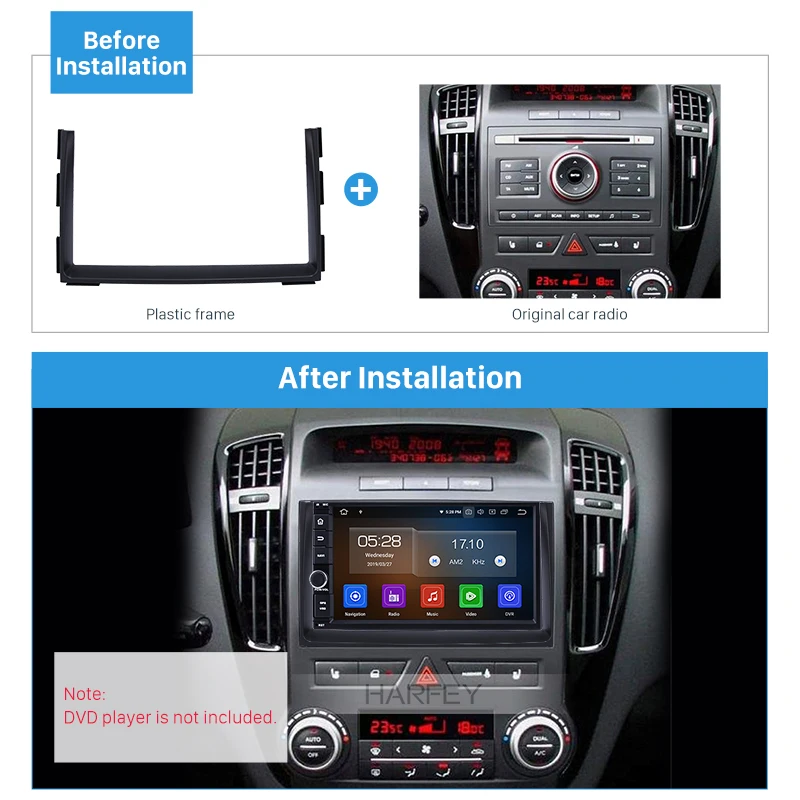 Harfey 2 Din Автомобильная Радио фасции DVD Gps декоративная рамка для 2010 2011 2012 KIA CEED тире крепление объемная панель отделка комплект фитинг