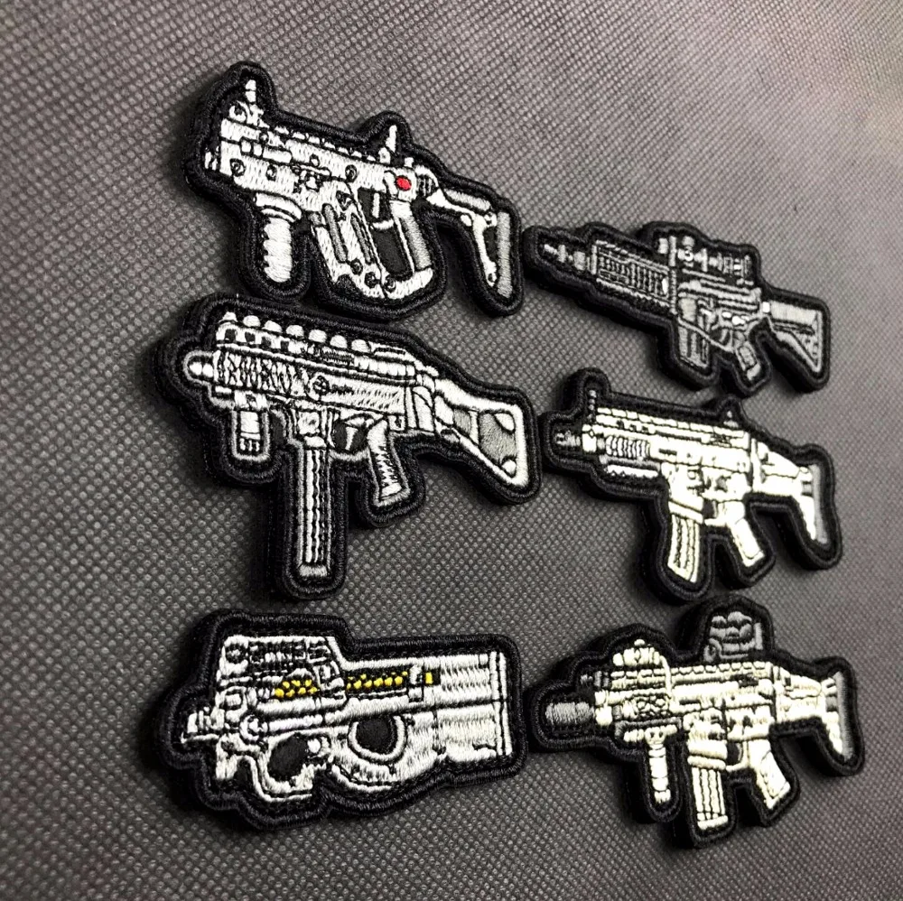 

20pcs Embroidery Gun Patch Hook Loops Tactical Patches Army Badge Combat Armband Military Brassard Morale Patches