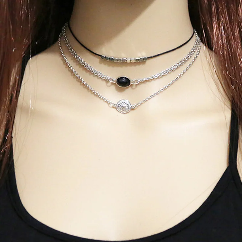 3 шт. Для женщин Charm ювелирные колье коренастый заявление нагрудник кулон цепь