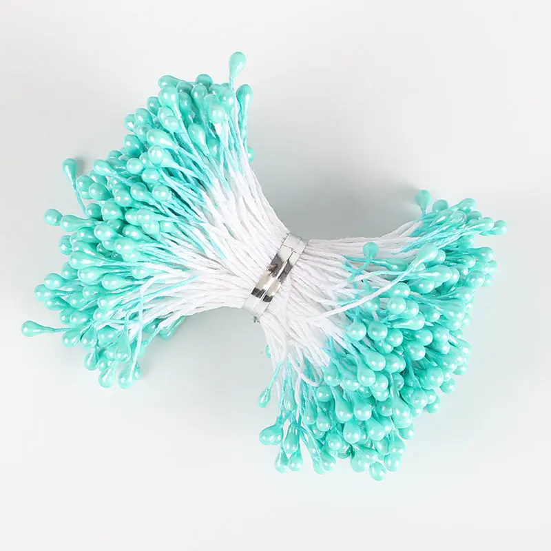Mint green 288 шт, 3 мм, разные цвета, жемчужный цветок, stamen pistil, украшение для торта, сделай сам, Двойные головки, C1101 - Цвет: Mint green