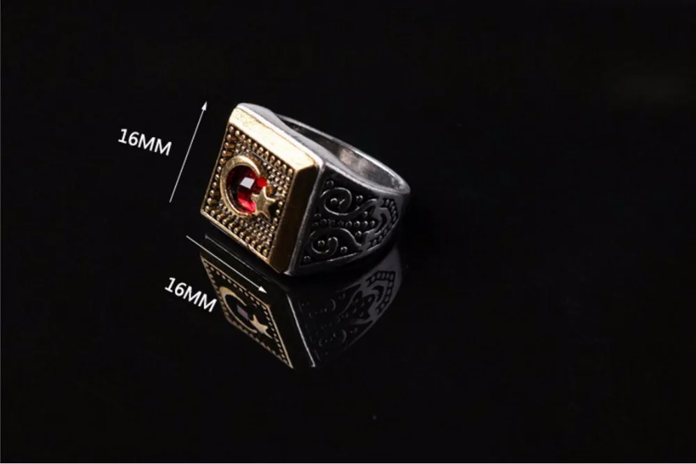 Aантикварное серебряное покрытое золотистого цвета Луна Звезда мусульманское